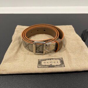 Gucci Beige/Tan/Orange Reversible Leather Belt 40" (JB1197)